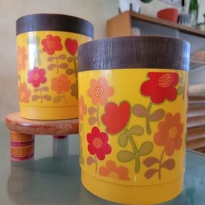 Vintage Alladinware Set of Retro Flower Cannisters